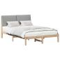 Preview: Bettgestell Braun und Hellgrau 160 x 200 cm Massivholz Kiefer