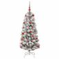 Preview: Künstlicher klappbarer Weihnachtsbaum Grün und Weiß 120 cm
