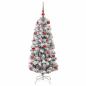 Preview: Künstlicher klappbarer Weihnachtsbaum Grün und Weiß 120 cm