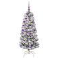 Preview: Künstlicher klappbarer Weihnachtsbaum Grün und Weiß 120 cm