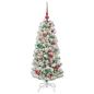 Preview: Künstlicher klappbarer Weihnachtsbaum Grün und Weiß 120 cm
