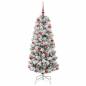 Preview: Künstlicher klappbarer Weihnachtsbaum Grün und Weiß 150 cm
