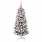 Preview: Künstlicher klappbarer Weihnachtsbaum Grün und Weiß 150 cm