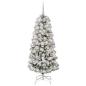 Preview: Künstlicher klappbarer Weihnachtsbaum Grün und Weiß 150 cm