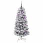 Preview: Künstlicher klappbarer Weihnachtsbaum Grün und Weiß 150 cm