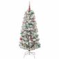 Preview: Künstlicher klappbarer Weihnachtsbaum Grün und Weiß 150 cm