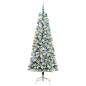 Preview: Künstlicher klappbarer Weihnachtsbaum Grün und Weiß 210 cm