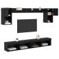 Preview: TV Wand Einheiten mit LED 6 stk. Schwarz Eichen-Optik