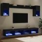 Preview: TV Wand Einheiten mit LED 6 stk. Schwarz Eichen-Optik