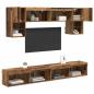 Preview: TV Wand Einheiten mit LED 6 stk. Altholz Holzwerkstoff