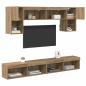 Preview: TV Wand Einheiten mit LED 6 Stk. Artisan-Eiche Holzwerkstoff