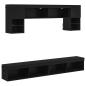 Preview: TV Wand Einheiten mit LED 6 stk. Schwarz Eichen-Optik