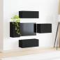 Preview: TV-Wandregal-Set 4 stk. Schwarz Holzwerkstoff