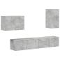 Preview: TV-Wandregal-Set 4 Stk. Beton Grau Holzwerkstoff