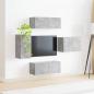 Preview: TV-Wandregal-Set 4 Stk. Beton Grau Holzwerkstoff
