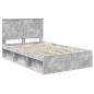 Preview: Bettrahmen Uni Beton Grau 135 x 190 cm Massives Kiefernholz