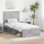 Preview: ARDEBO.de - Bettrahmen Uni Beton Grau 100 x 200 cm Massives Kiefernholz