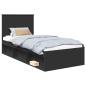 Preview: Bettrahmen Schwarz 90 x 200 cm Massives Kiefernholz