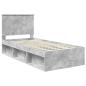 Preview: Bettrahmen mit Kopfteil Beton 90 x 200 cm Massives Kiefernholz