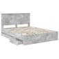 Preview: Bettrahmen mit Kopfteil Beton Grau 150 x 200 cm Ingenieurs Holz