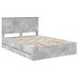 Preview: Bettrahmen mit Kopfteil Beton Grau 140 x 190 cm Ingenieurs Holz