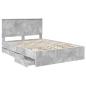 Preview: Bettrahmen mit Kopfteil Beton Grau 140 x 190 cm Ingenieurs Holz