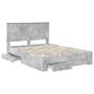 Preview: Bettrahmen mit Schubladen Beton Grau 135 x 190 cm Holzwerkstoff