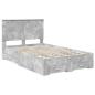 Preview: Bettrahmen mit Schubladen Beton Grau 120 x 190 cm Holzwerkstoff