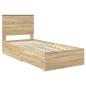 Preview: Bettrahmen mit Kopfteil Sonoma-Eiche 90 x 190 cm Holzwerkstoff