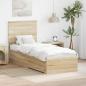 Preview: ARDEBO.de - Bettrahmen Sonoma Eiche und Silber 70 x 190 cm Holzwerkstoff