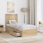 Preview: Bettrahmen Sonoma Eiche und Silber 70 x 190 cm Holzwerkstoff