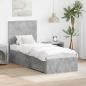 Preview: ARDEBO.de - Bettrahmen Beton Grau und Silber 70 x 190 cm Holzwerkstoff