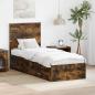 Preview: ARDEBO.de - Bettrahmen Rauchige Eiche und Silber 70 x 190 cm Holzwerkstoff