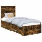 Preview: Bettrahmen Rauchige Eiche und Silber 70 x 190 cm Holzwerkstoff