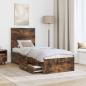 Preview: Bettrahmen Rauchige Eiche und Silber 70 x 190 cm Holzwerkstoff