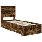 Preview: Bettrahmen Rauchige Eiche und Silber 70 x 190 cm Holzwerkstoff