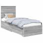 Preview: Bettrahmen Graue Sonoma und Silber 70 x 190 cm Holzwerkstoff
