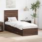 Preview: ARDEBO.de - Bettrahmen Braune Eiche und Silber 70 x 190 cm Holzwerkstoff