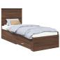 Preview: Bettrahmen Braune Eiche und Silber 70 x 190 cm Holzwerkstoff