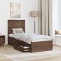 Preview: Bettrahmen Braune Eiche und Silber 70 x 190 cm Holzwerkstoff