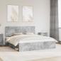 Preview: ARDEBO.de - Bettrahmen mit Kopfteil Beton 180 x 200 cm Massives Kiefernholz