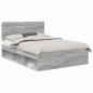Preview: Bettrahmen Sonoma-Grau 140 x 190 cm Massives Kiefernholz