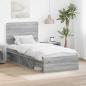 Preview: ARDEBO.de - Bettrahmen Sonoma-Grau 90 x 200 cm Massives Kiefernholz