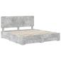 Preview: Bettrahmen mit Schubladen Beton Grau 200 x 200 cm Holzwerkstoff