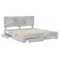 Preview: Bettrahmen mit Schubladen Beton Grau 200 x 200 cm Holzwerkstoff
