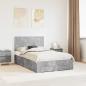 Preview: ARDEBO.de - Bettrahmen mit Schubladen Beton Grau 135 x 190 cm Holzwerkstoff