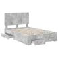 Preview: Bettrahmen mit Schubladen Beton Grau 135 x 190 cm Holzwerkstoff