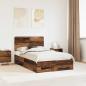 Preview: ARDEBO.de - Bettrahmen mit Schubladen Altholz 120 x 190 cm Holzwerkstoff