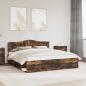 Preview: ARDEBO.de - Bettrahmen Geräucherte Eiche 200 x 200 cm Massives Kiefernholz