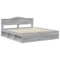 Preview: Bettrahmen Graues Sonoma 200 x 200 cm Massives Kiefernholz